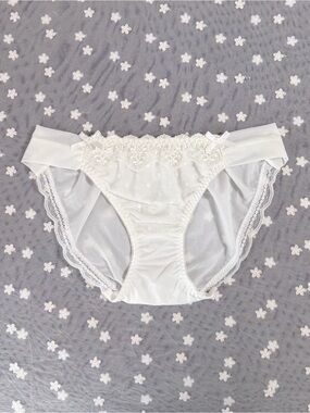 US-S Korean Cute Satin Bow Decoration Comfortable Waist Breathable Nylon Panties